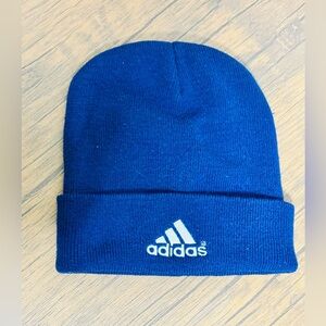 Adidas Beanie Hat Ribbed Knit Logo Blue One Size